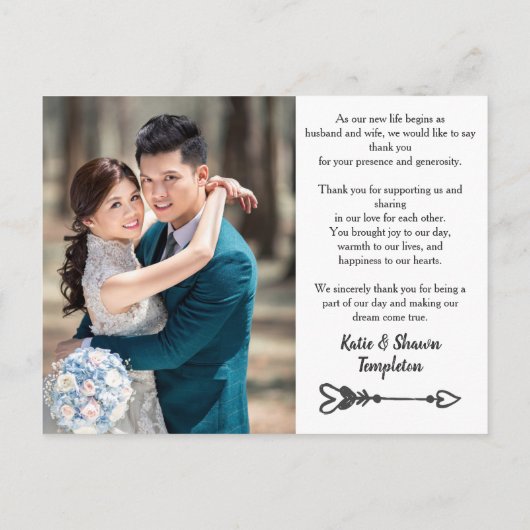 結婚の写真ありがとう両面はがき ポストカード (裏面)