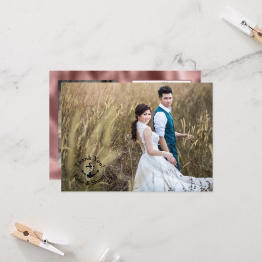 結婚の写真ありがとう両面航海のバラ カード (正面/裏面インサイチュ)