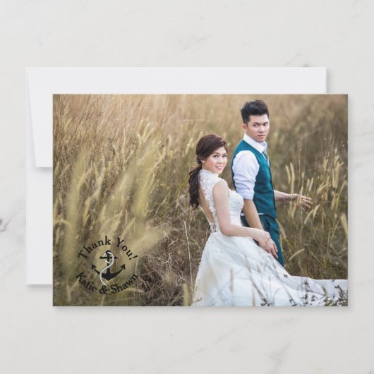 結婚の写真ありがとう両面航海のバラ カード (正面)