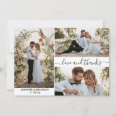 結婚の写真のコラージュ感謝していはスクリプトカード サンキューカード (正面)
