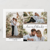 結婚の写真のコラージュ感謝していはスクリプトカード サンキューカード (正面/裏面)