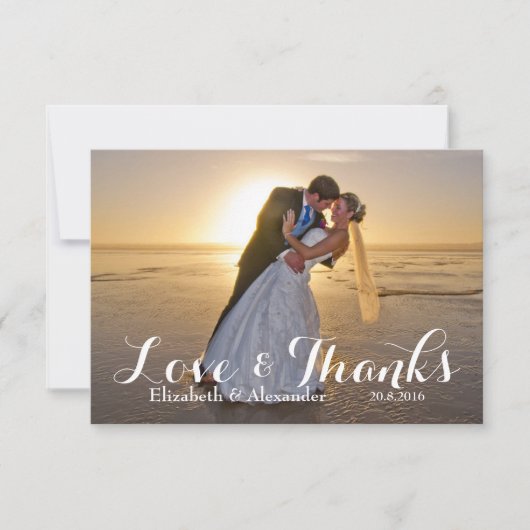 結婚の写真の愛ありがとう サンキューカード (正面)