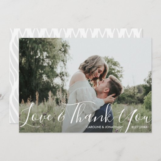 結婚の写真の愛と感謝の意かわいらし味 サンキューカード (正面/裏面)