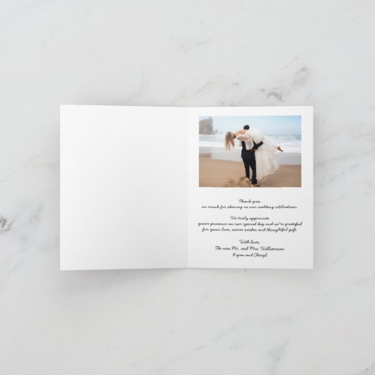 結婚の写真を折り畳んだ ノートカード (内部)