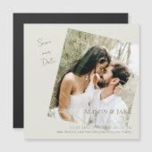 結婚の写真クリー救ムの日付金ゴールド文字 マグネット招待状 (正面/裏面)