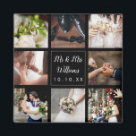 結婚の写真コラージュありがとうござパーソナライズされたう マグネット<br><div class="desc">写真のコラージュ、お気に入りの記憶結婚、ギフトを作成するためユニークに、あなたの8つの写真、名前と特別な日付でパーソナライズ。宝に美しい形見！色のカスタマイズ背景を指定できお気に入りのる。Thisisnomeによる設計©</div>