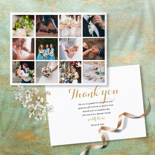 結婚の写真コラージュにモダンおエレガント礼 案内ポストカード