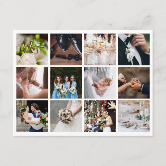 結婚の写真コラージュにモダンおエレガント礼 案内ポストカード (正面)