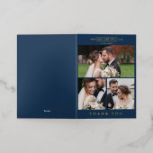 結婚の写真コラージュモダンありがとう金ゴールド 箔グリーティングカード (外側レイダウン)