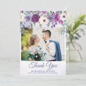 結婚の写真サンキューカード紫明るい赤紫色フローラ 招待状 (スタンド正面)