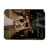 結婚の写真シックなモダン手書き感謝 マグネット (横)