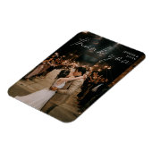 結婚の写真シックなモダン手書き感謝 マグネット (左側)