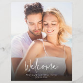 結婚の写真シンプルはモダンほこりっぽい青い書道 (正面)