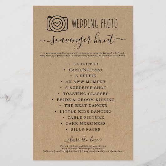 結婚の写真スカベンジャー狩りIスパイゲームクラフト チラシ (正面)