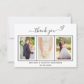 結婚の写真ハートシンプルスクリプトエレガント サンキューカード (正面)