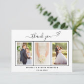 結婚の写真ハートシンプルスクリプトエレガント サンキューカード (スタンド正面)