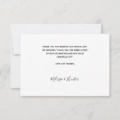 結婚の写真ハートシンプルスクリプトエレガント サンキューカード (裏面)