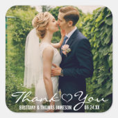 結婚の写真ハート スクエアシール (正面)