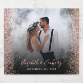 結婚の写真バラ金ゴールドグリッターDark スパークリングワインラベル (シングルラベル)