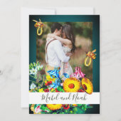 結婚の写真フローラビーズエメラルド金ゴールドエコ 招待状 (正面)