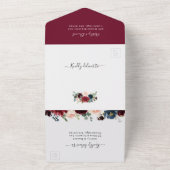 結婚の写真ブルゴーニュ赤面植物学フローラ オールインワン招待状 (外側)