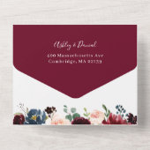 結婚の写真ブルゴーニュ赤面植物学フローラ オールインワン招待状 (裏面)