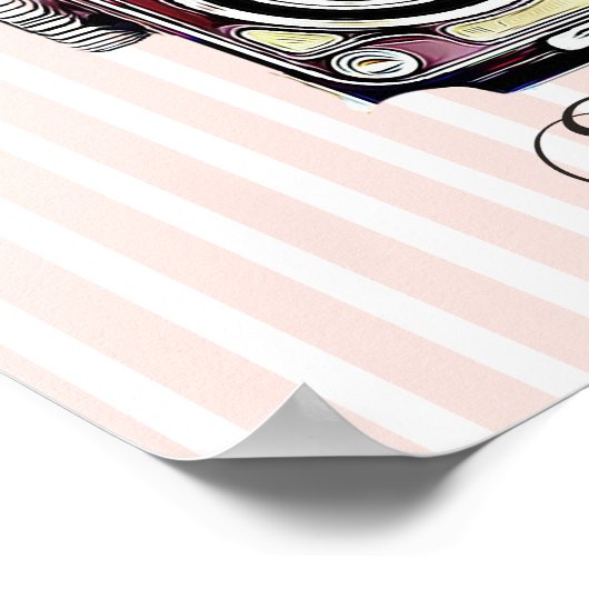 結婚の写真ブースへのサイン、コーラルフローラカメラ ポスター (角)