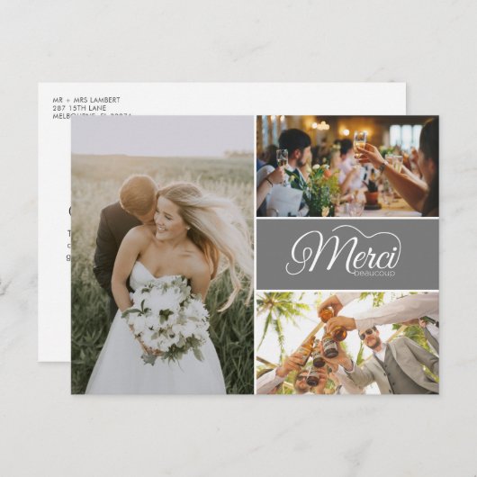 結婚の写真メルシービーコンサンキューカード インビテーションポストカード (正面/裏面)
