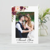 結婚の写真水カラーフローラブルゴーニュ サンキューカード (スタンド正面)