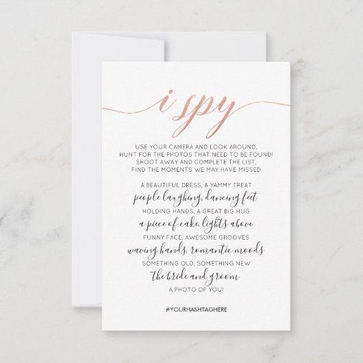 結婚の写真狩りゲームIスパイゲームカード ノートカード (正面)
