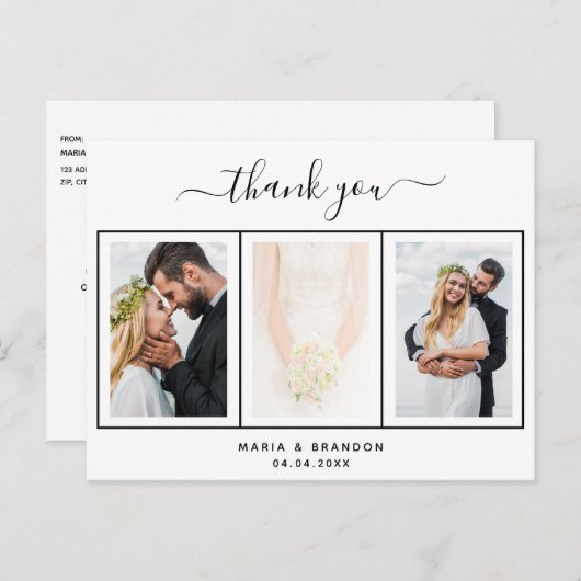 結婚の写真白黒スクリプ感謝していト ポストカード (正面/裏面)