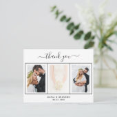 結婚の写真白黒スクリプ感謝していト ポストカード (スタンド正面)