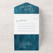 結婚の写真結婚ティール(緑がかった色)aqua rsvp文字 オールインワン招待状 (外側)