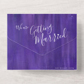 結婚の写真結婚紫のrsvp文字 オールインワン招待状 (裏面)