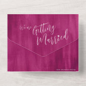 結婚の写真結婚赤ピンクrsvp文字 オールインワン招待状 (裏面)