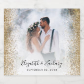 結婚の写真金ゴールドグリッター スパークリングワインラベル (シングルラベル)