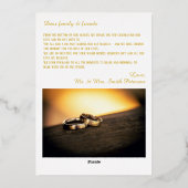 結婚の写真金ゴールドスクリプトフォイルサンキューカード 箔招待状 (裏面)