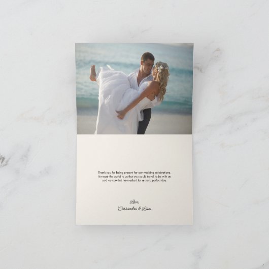 結婚の写真2写真ビーチをテーマ サンキューカード (内部)