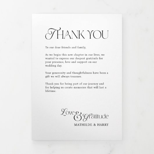 結婚の写真6枚のノスタルジックな書体 三つ折りカード (カバー)