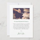 結婚の写真、緑の庭園の結婚式サンキューカード サンキューカード (裏面)