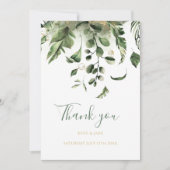 結婚の写真、緑の離れ庭園の結婚式 サンキューカード (正面)