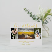  結婚の写真Collageサンキューカード 箔シーズンポストカード (立ち正面)