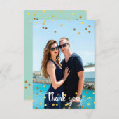 結婚の写真Thank You Gold Foilフェイク紙吹雪 サンキューカード (正面/裏面)