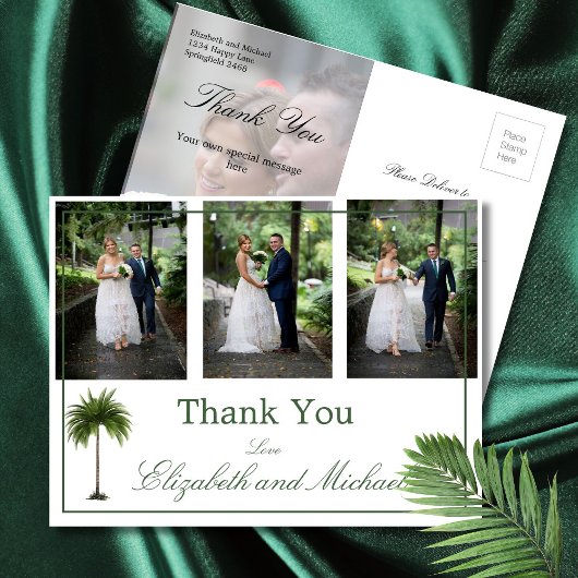 結婚の写真Thank You Palm Tree エレガント ポストカード