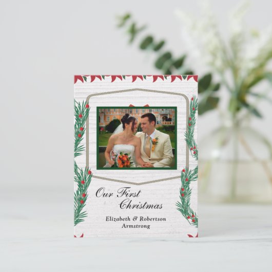 結婚の初めてのクリスマスの写真 シーズンポストカード (スタンド正面)