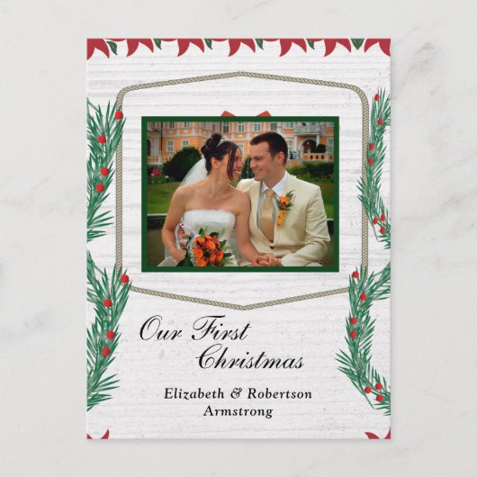 結婚の初めてのクリスマスの写真 シーズンポストカード (正面)