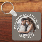 結婚の初めてのクリスマス写真名前をカスタムすると年 キーホルダー (正面)