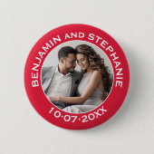 結婚の初めてのクリスマス写真名前をカスタムすると年 缶バッジ (正面)