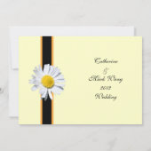 結婚の受諾カード、白いデイジーの花 招待状 (裏面)