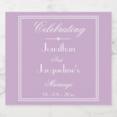 結婚の名エレガントパーソナライズされた前シック薄紫 リキュールボトルラベル (シングルラベル)